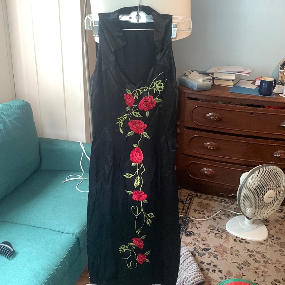 COPY - Amazing vintage Chinese style ankle length dress silk embroidered
